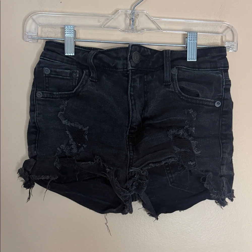 Black Distressed Women's Denim Shorts